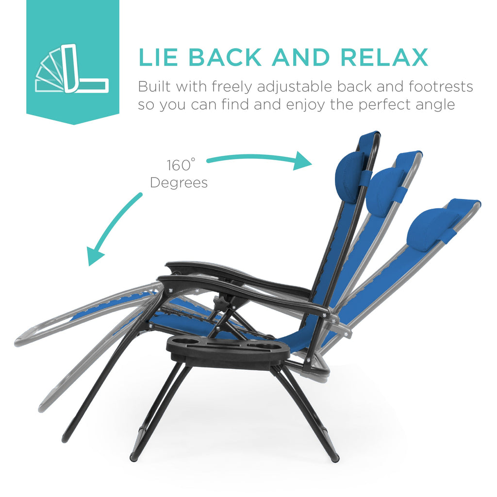 Zero Gravity Recliner Chairs - Set of 2 with Cup Holder Trays