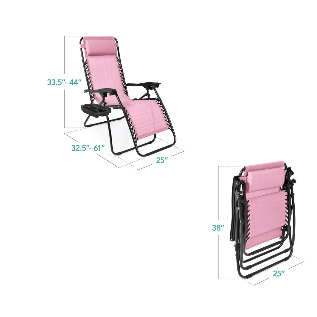 Zero Gravity Recliner Chairs - Set of 2 with Cup Holder Trays