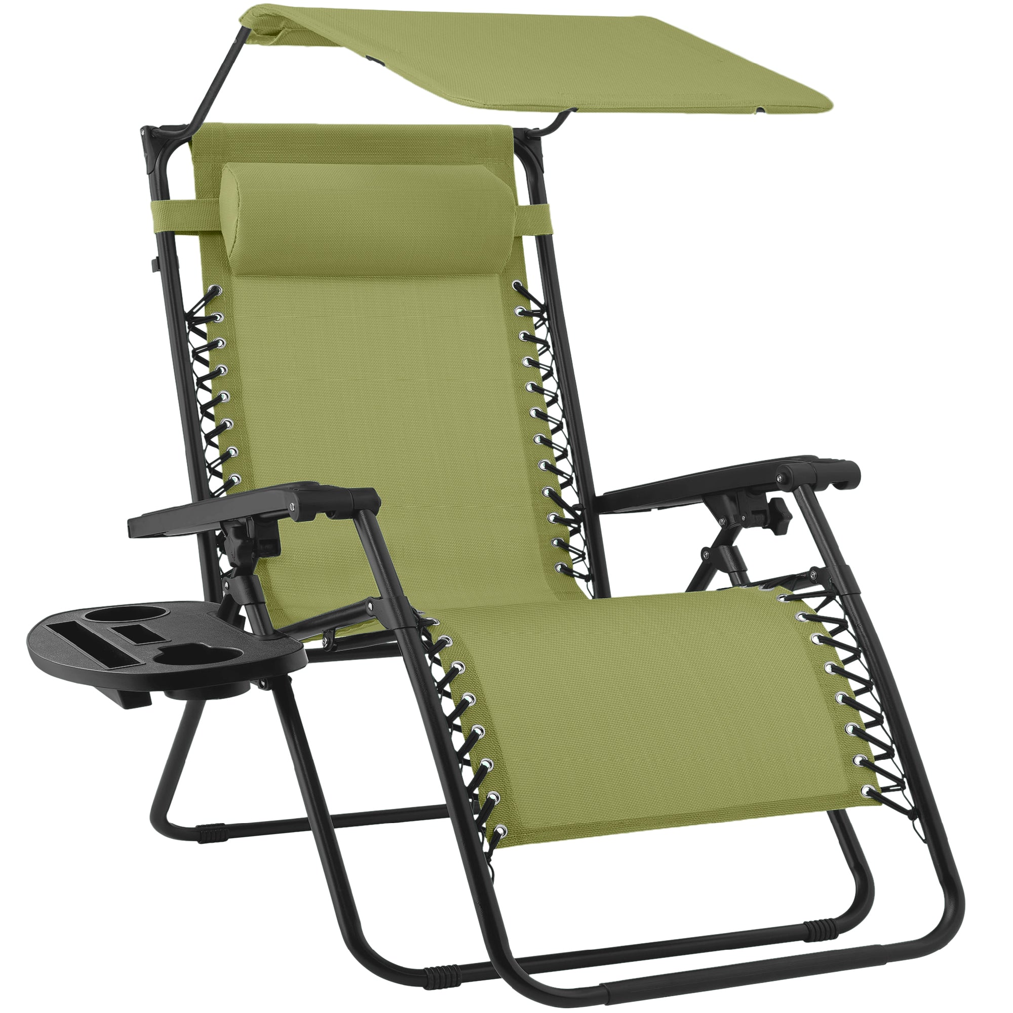 Foldable Zero-Gravity Patio Recliner with Canopy and Side Tray – The Ultimate Outdoor Lounge Chair
