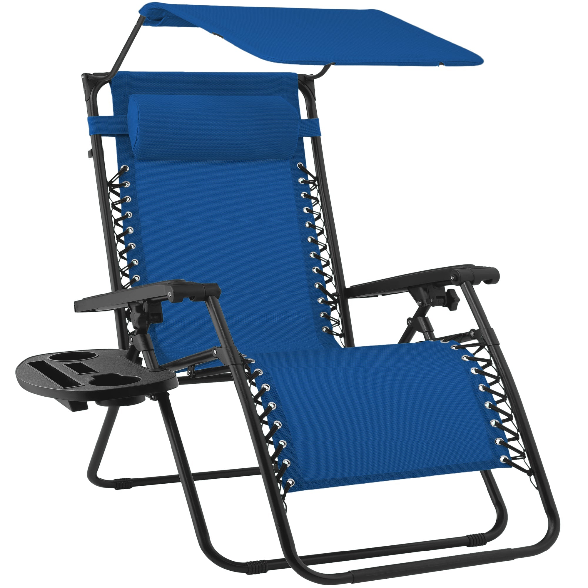 Foldable Zero-Gravity Patio Recliner with Canopy and Side Tray – The Ultimate Outdoor Lounge Chair