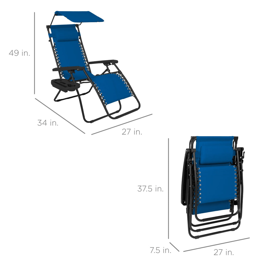 Foldable Zero-Gravity Patio Recliner with Canopy and Side Tray – The Ultimate Outdoor Lounge Chair