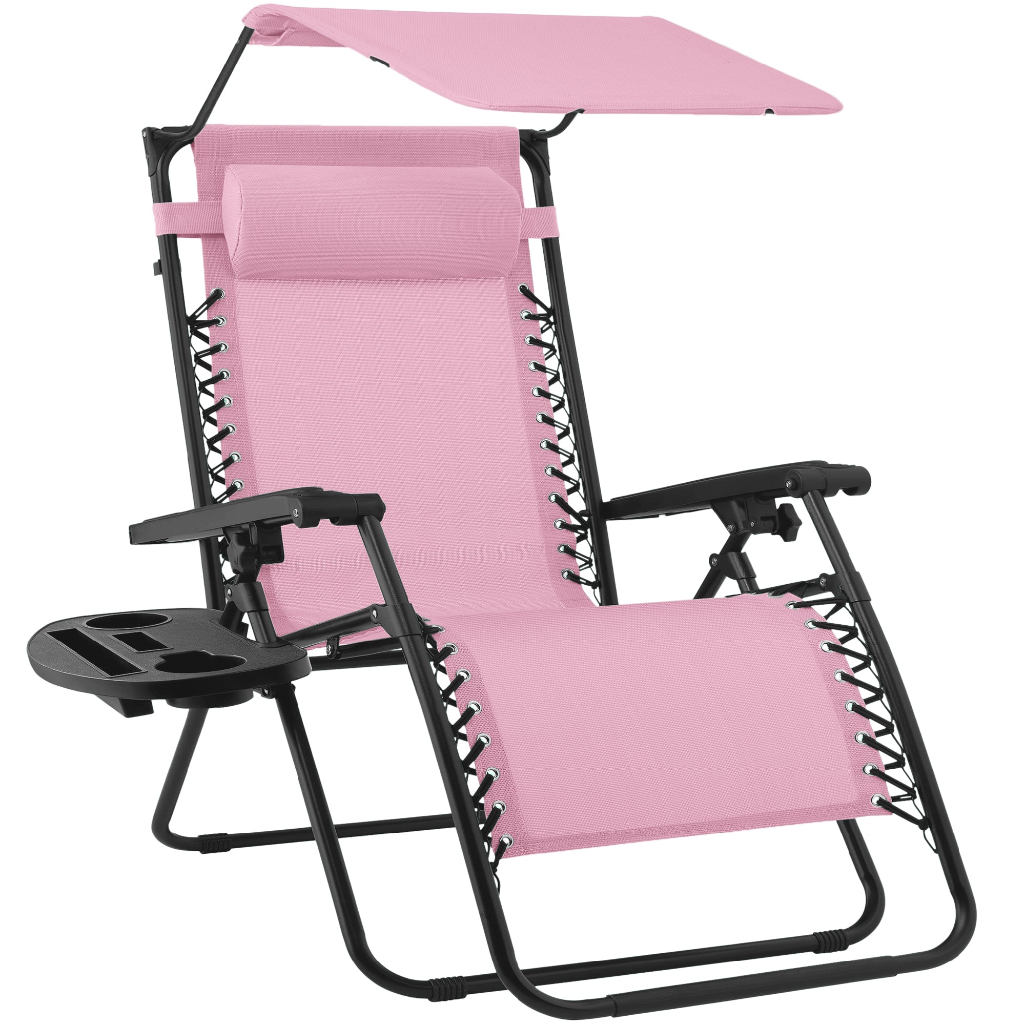 Foldable Zero-Gravity Patio Recliner with Canopy and Side Tray – The Ultimate Outdoor Lounge Chair
