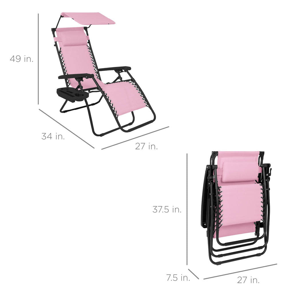 Foldable Zero-Gravity Patio Recliner with Canopy and Side Tray – The Ultimate Outdoor Lounge Chair