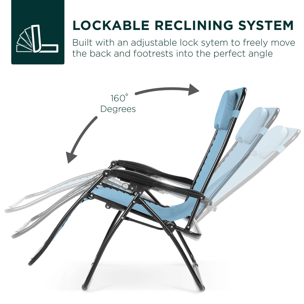 Oversized Zero-Gravity Recliner Lounger with Cup Holder and Plush Pillow