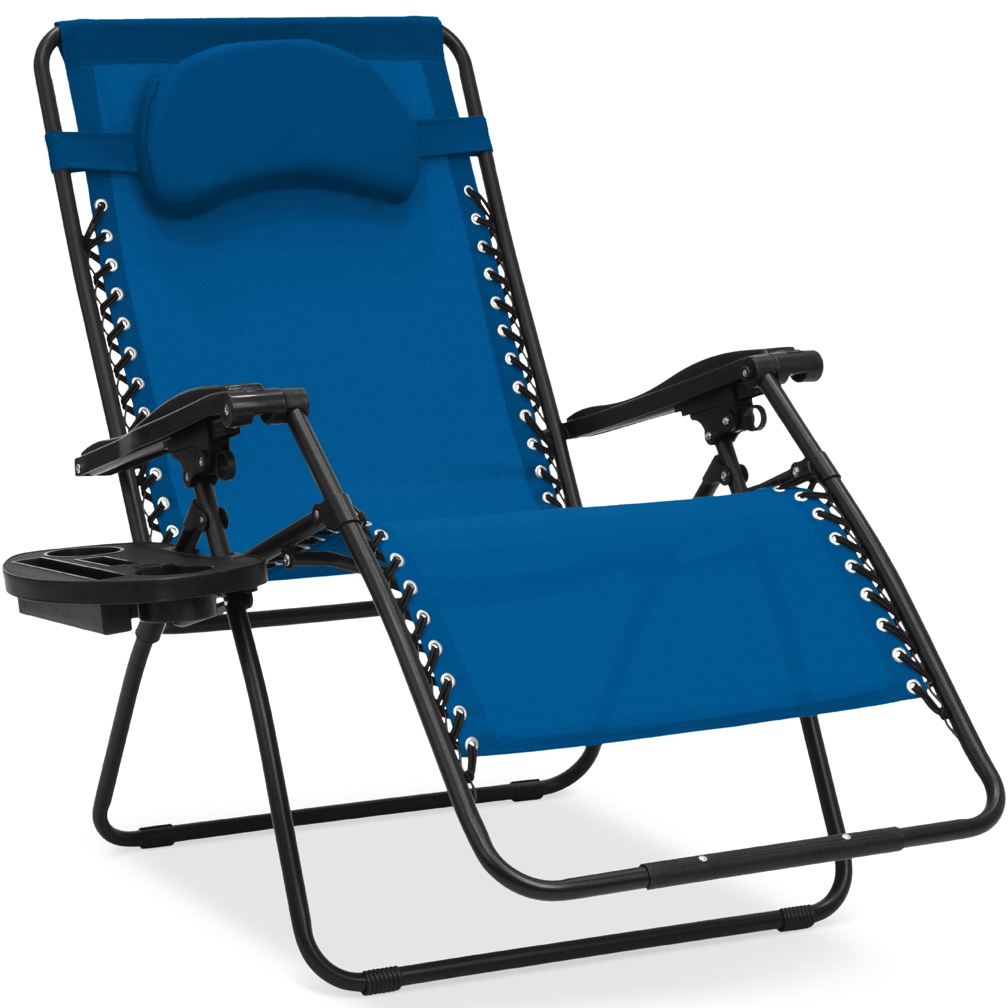 Oversized Zero-Gravity Recliner Lounger with Cup Holder and Plush Pillow