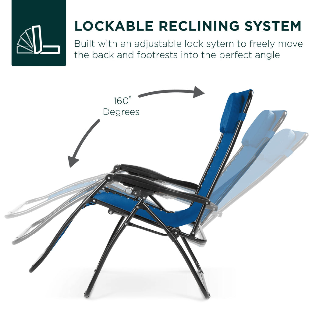 Oversized Zero-Gravity Recliner Lounger with Cup Holder and Plush Pillow