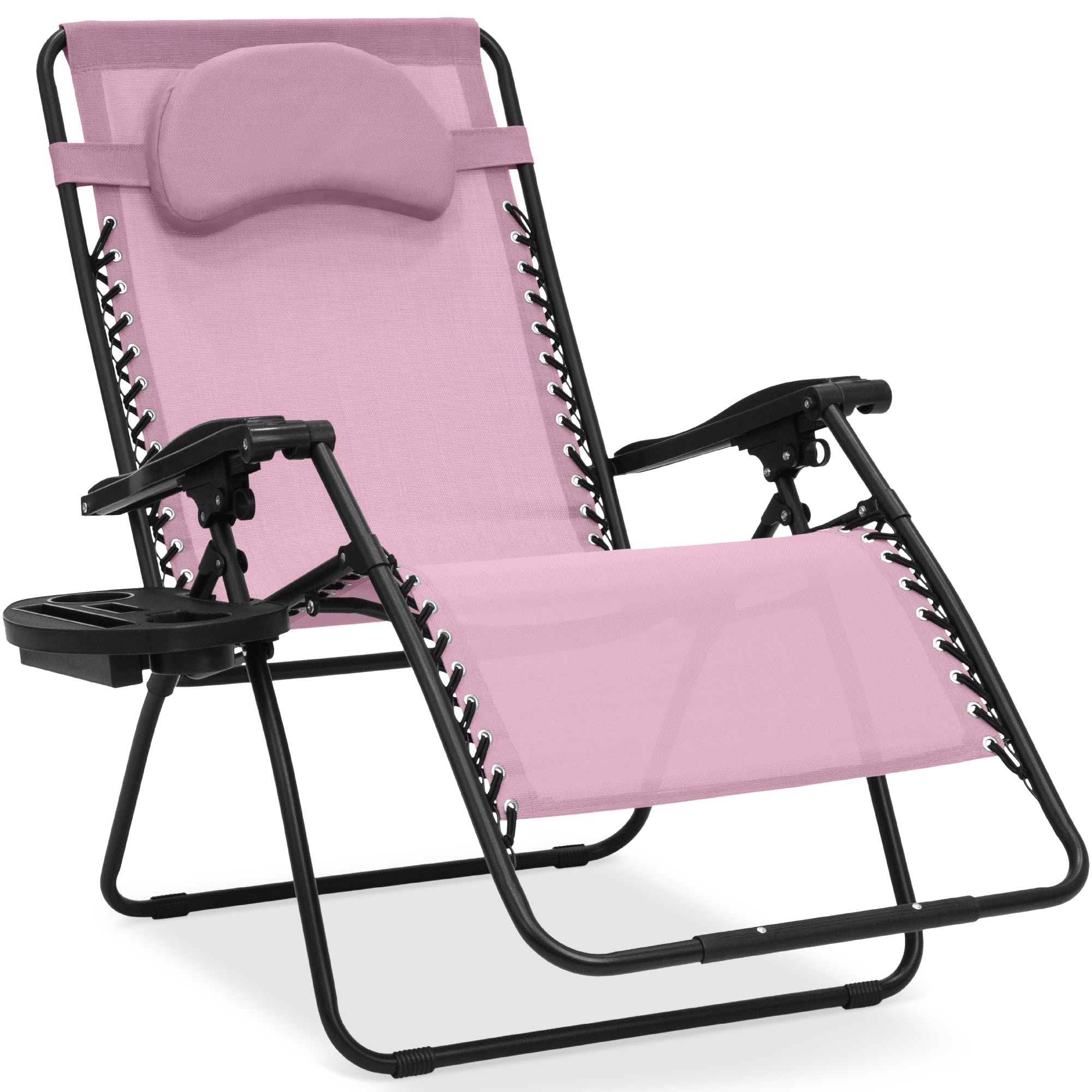 Oversized Zero-Gravity Recliner Lounger with Cup Holder and Plush Pillow