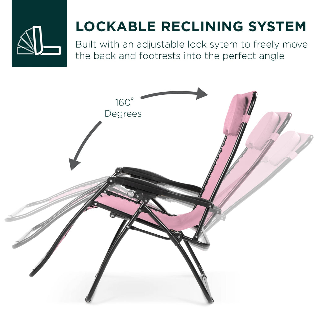 Oversized Zero-Gravity Recliner Lounger with Cup Holder and Plush Pillow