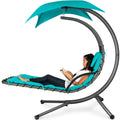 Curved Hanging Chaise with Canopy (Optional LED Light)